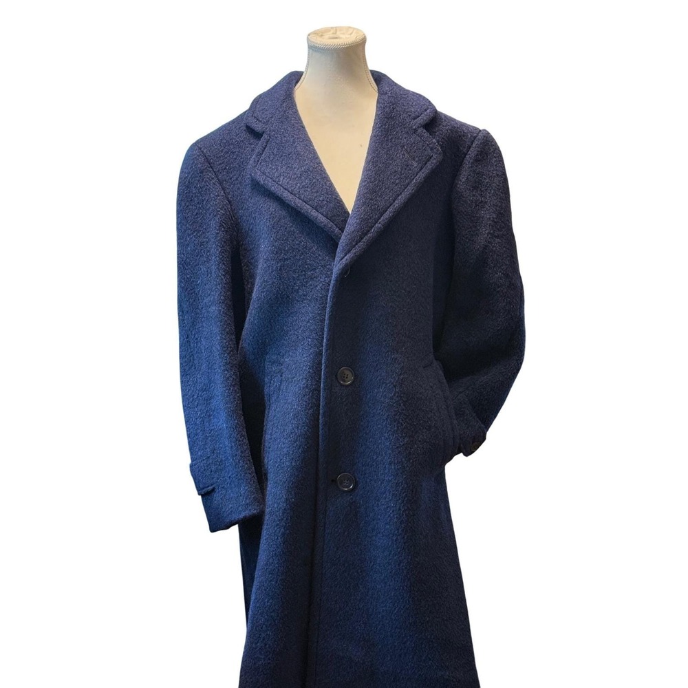 Vintage Collegian Clothing Co Wool Overcoat Men's Blue‎ Long Classic Coat - Picture 2 of 6